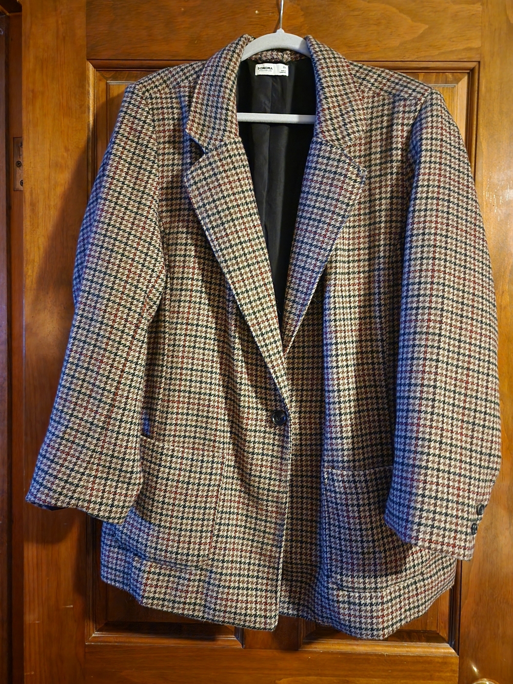 Sonoma Houndstooth Blazer in Tan, Brown & Black